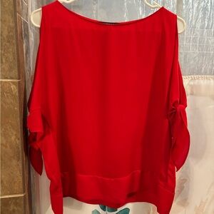 Express Vibrant Red Blouse with Tie Sleeves